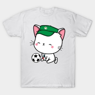 Angora Cat Playing Soccer T-Shirt